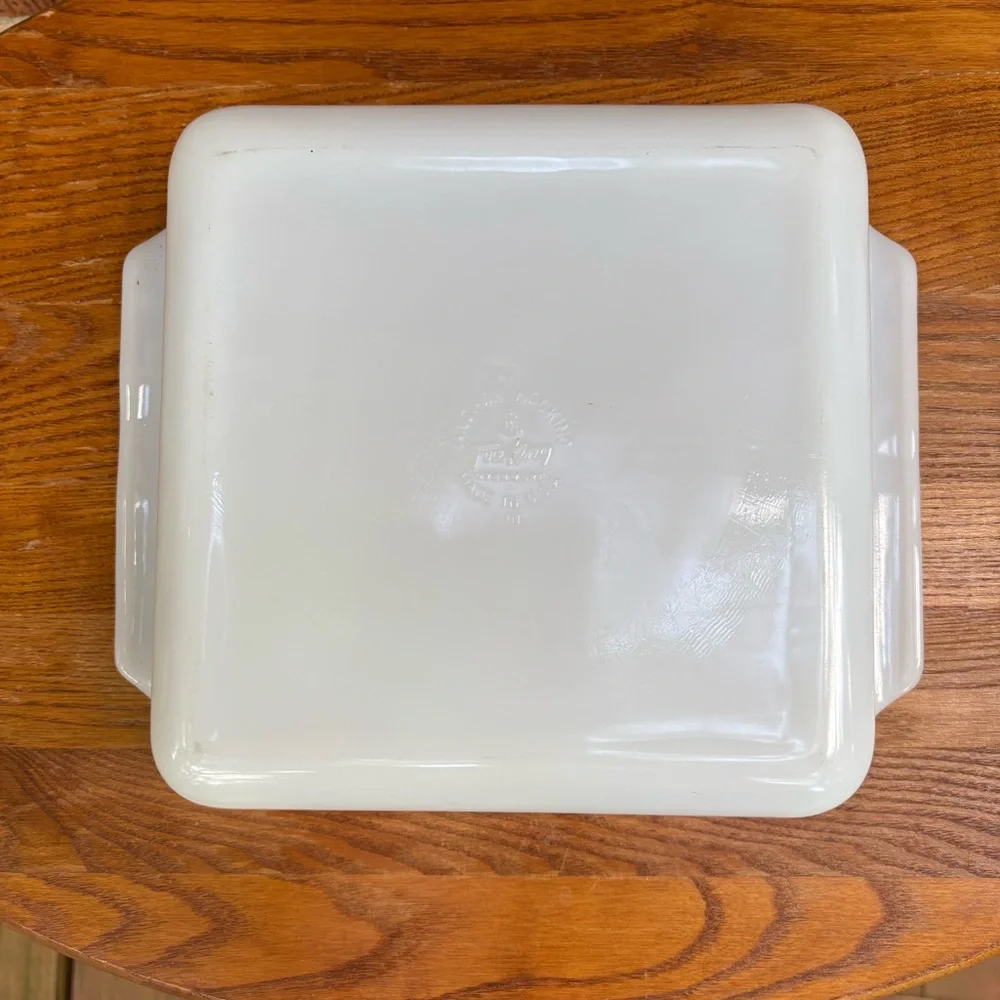Vintage Fire King Anchor Hocking 8 Inch Square Baking Dish Meadow Green MCM